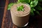 flaxseed smoothie with a garnish of fresh mint leaves