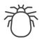 Flea line icon, pests concept, home parasite jumping insect sign on white background, Flea silhouette icon in outline