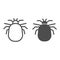 Flea line and solid icon, pests concept, home parasite jumping insect sign on white background, Flea silhouette icon in