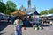 Flea market at Stadhuis in Middelburg -  by old town hall in the Netherlands, on August 12, 2017