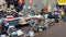 Flea market on the street and a variety of junk goods