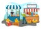 Flea Market Vector Illustration with Second Hand Shop with Shoppers, Swap Meet, Sellers and Customers at Weekend in Business