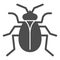 Flea solid icon, pests concept, home parasite insect sign on white background, Flea icon in glyph style for mobile