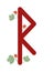 Fleece Scandinavia. Vector illustration of runes raido. The symbol of the letter Futhark. Spiritual esoteric. Fleece with leaves