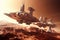 a fleet of spaceships traveling to colonize the red planet