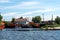 A fleet of tugs moored at the port in the city of Kaliningrad