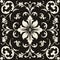 Flemish Baroque Inspired Decorative Pattern On Black And White Tile