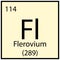 Flerovium chemical symbol. Mendeleev table. Education concept. Isolated object. Vector illustration. Stock image.