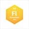 Flerovium symbol. Chemical element of the periodic table. Vector stock illustration.