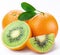 Flesh kiwi cut ripe orange.