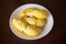 Flesh yellow durian king of fruits on dish