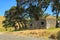 Fletcher Bay on the Coromandel Peninsula, New Zealand. An old WW2 bunker under the trees