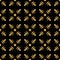 Fleur de lis in diagonal arrangement with dot in the middle. Abstract retro geometrical seamless pattern. Gold vector