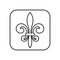 Fleur de lis line icon isolated on white background