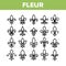 Fleur De Lys, Royalty Linear Vector Icons Set