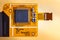 Flex ribbon cable chip from mobile phone. Touch screen controller.