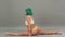 Flexible woman in underwear doing split