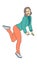 Flexing girl balance on one leg fitness vector art