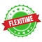 FLEXITIME text on red green ribbon stamp