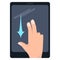 Flick down with two fingers touch screen gesture vector