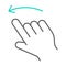 Flick left thin line icon, action and hand, gesture sign, vector graphics, a linear pattern on a white background.