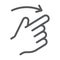 Flick right line icon, finger and hand, gesture sign, vector graphics, a linear pattern on a white background.