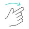 Flick right thin line icon, finger and hand, gesture sign, vector graphics, a linear pattern on a white background.