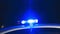 Flickering blue light flasher lightbar on police car at night, siren. Emergency vehicle lighting on highway patrol auto