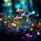 Flickering Euphoria - Surreal Scene of Colorful Bokeh Lights in a Dimly Lit Forest