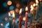 Flickering flames on birthday candles create a cozy and festive atmosphere