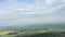 The flight airplane above a clouds