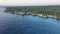 flight along stunning rocky cliffs landscape in West End, Negril, Jamaica,