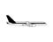 Flight aviation vector icons. Airplane black silhouettes in sky. Illustration of airplane flight, aviation and aircraft
