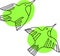 Flight  birds in vector illustration. Line art on green spots.
