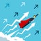 Flight. Businessman fly bringing super hero cape. Concept business illustration.