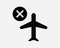 Flight Canceled Plane Black Icon. Airplane Error Problem Sign Vector. Aeroplane Airport Close Symbol Air Aircraft Warning Clipart