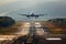 Flight Canvas: Airliner Soaring from Runway Below.