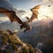 Flight of the Dragons: Majestic Group Soaring over Mountains