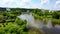 Flight drone over the picturesque river