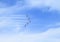 Flight of five jet planes - acrobatics on Airshow