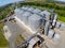 Flight of the grain terminal from the drone. The grain plant for storage and drying of grain. Grain terminal. Plant for the drying