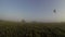 Flight in hot air balloon. View of scenery outside