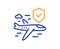 Flight insurance line icon. Risk coverage sign. Vector