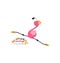 Flight of a little flamingo in twine. Prima of the ballet.