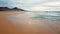 Flight over desert beach on Fuerteventura island, Spain