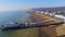Flight over Eastbourne pier at the south coast of England
