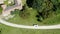 Flight over a house in small rural village