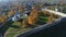 Flight over the Izborsk fortress that, October day. Old Izborsk, Russia aerial video
