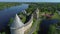 Flight over the old Ladoga fortress aerial video. Staraya Ladoga, Russia