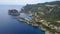 Flight over Paleokastritsa bay, Greece, Corfu island
